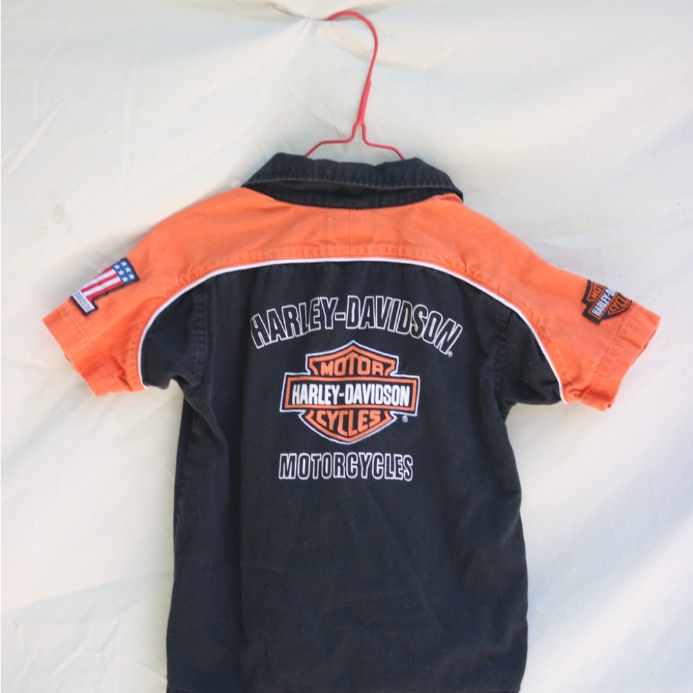 Harley-Davidson Black and Orange Button Down Shirt